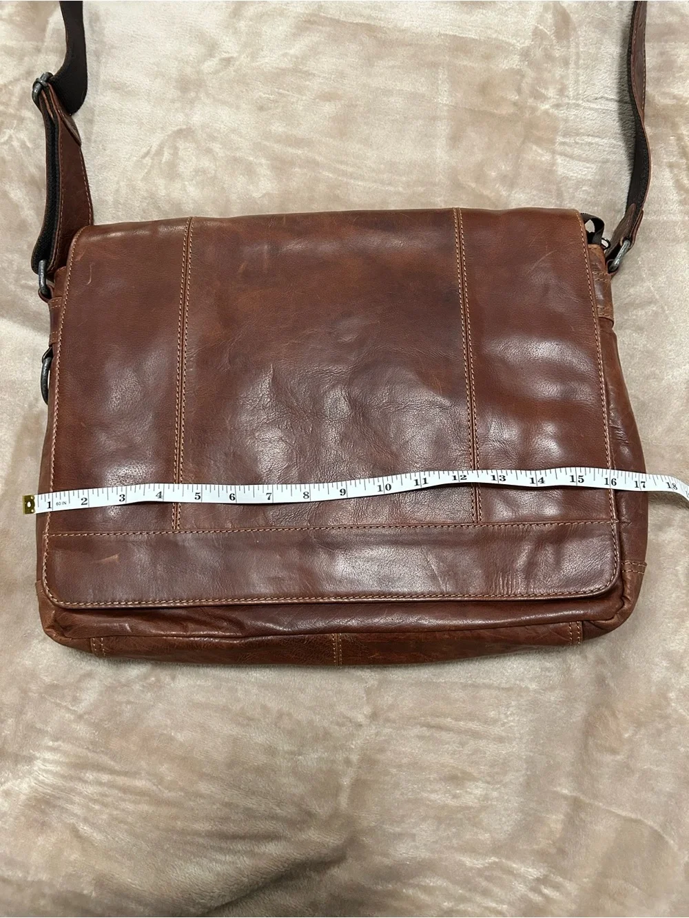 Jack Georges Voyager Buffalo Leather Messenger Bag Brown  - Great Cond! Unisex